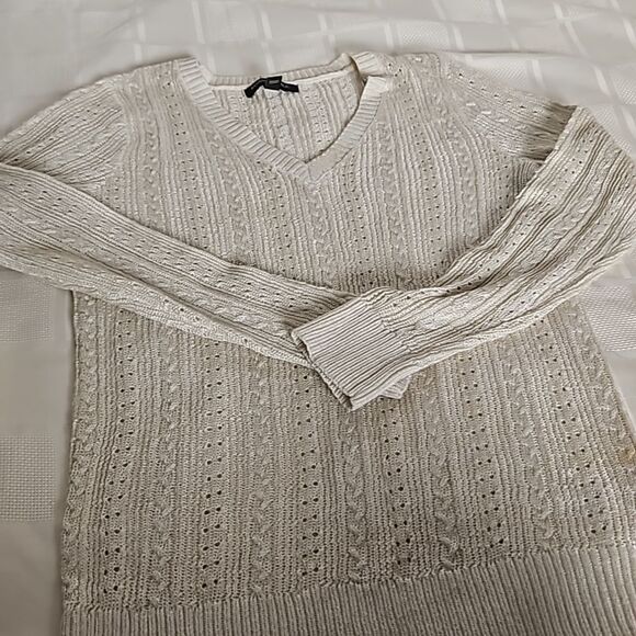 Banana Republic Women's Knitted V-neck Long Sleeves Sweater XS Pearl White - Picture 15 of 16